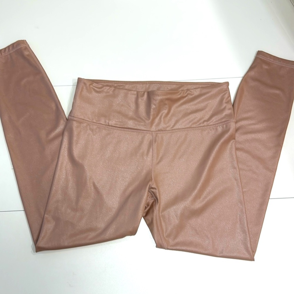 Athleta Nude Blush Shimmer Yoga Full length Leggings.